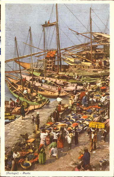 N 127 - (Portugal) Porto - Mercado de fruta no cais da Ribeira - Ed. de C. Conseil de Vasconcelos - SD - Dim. 140x90 mm - Col. nio Semedo