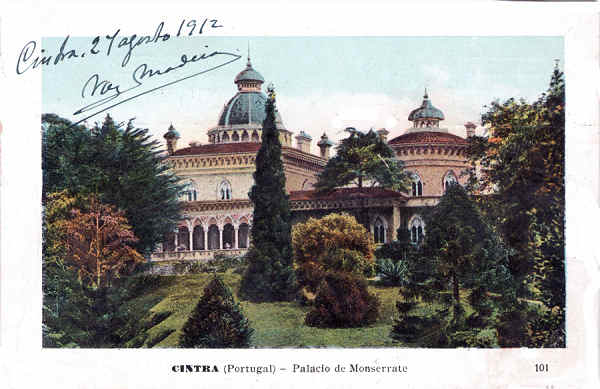 N 101 - Palacio de Monserrate - Edio Martins & Silva, P Luiz de Cames, 35, Lisboa - Dim. 138x90 mm - Carimbo Postal 27AGO1912 - Col. A. Monge da Silva (anterior a 1910)