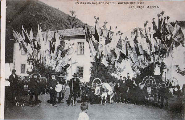 SN - Festa do Espirito Santo, Carros da faias - Editor desc. - Dim. 137x89 mm - Col. A. Monge da Silva (c. 1910)