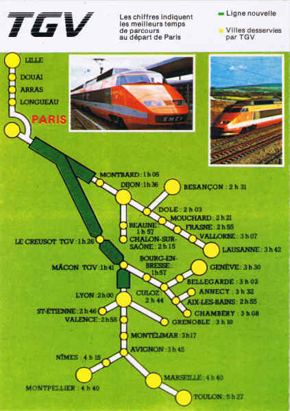 N 650 - TRAIN A GRANDE VITESSE (TGV) DE LA S.N.C.F. Le train le plus rapide du monde: 270 km/h vitesse d'exploitation 380 km/h record du monde le 26 Fvrier 1981 - Ed. LYNA-PARIS ABEILLE-CARTES 8, rue du Caire - 75002 PARIS - Tl. 42.36.41.28 Photo S.N.C.F. - CAV - SD - Dim. 10,5x14,8 cm - Col. Manuel Bia.