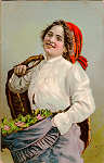 N 19829 - Jovem em traje regional com flores - Editor Stengel & co, Dresden, Alemanha - Dim. 139x90 mm - Col. A. Monge da Silva (c. 1907)