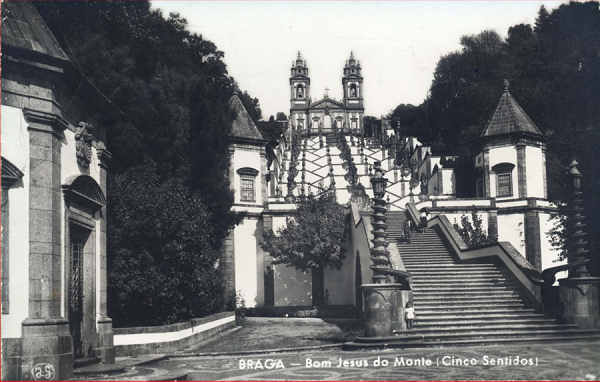 SN - Braga, Bom Jesus do Monte (Cinco Sentidos) - Edio J.G. - Dim.  13,9x8,9 cm - Circulado em 1955 - Col. A. Monge da Silva.