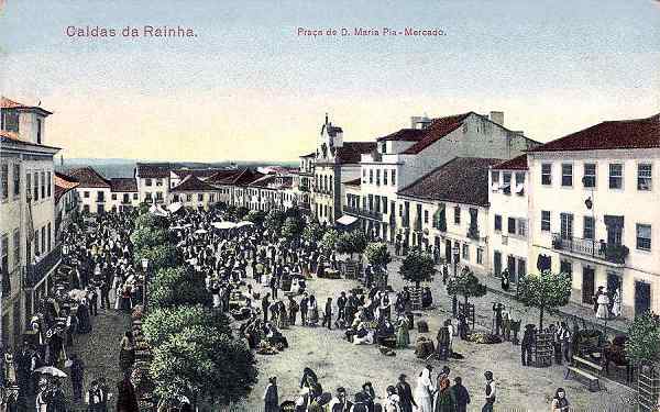 S/N - Portugal-Caldas da Rainha: Praa D. Maria Pia  - Mercado - Edio Rocha (Editado em 1904) - Dimenses: 9x14 cm. - Col. Miguel Chaby