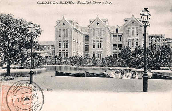 Caldas da Rainha-Portugal Hospital Novo e Lago - Editor F.A.Martins, Lisboa (Circulado em 1903) - Dimenses:  9x14 cm. - Col. Miguel Chaby.