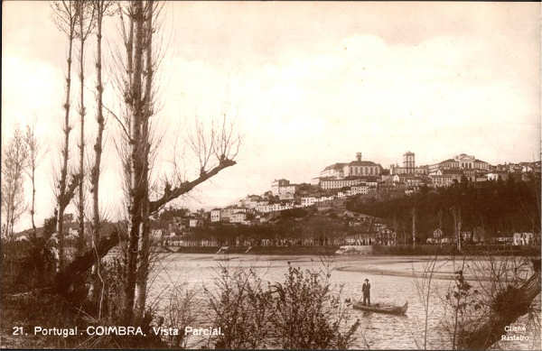 N. 21 - Portugal-COIMBRA. Vista parcial - Clich Rasteiro - S/D - Dimenses: 13,6x8,7 cm. - Col. Carneiro da Silva (Circulado em 11/02/1932) 