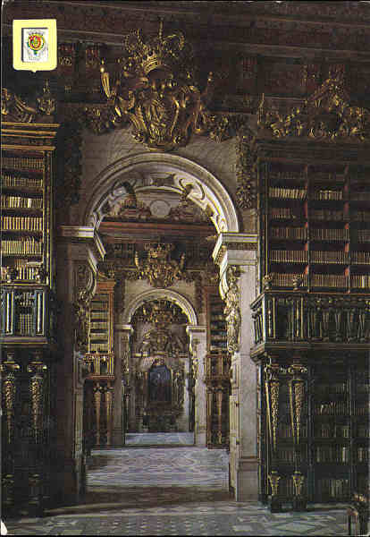 N. 329 - Coimbra. (Portugal) Universidade. Interior da Biblioteca - Ed. LIFER, Porto - SD - Dim. 14,8x10,4 cm. - Col. Graa Maia. (circ. em 1970)