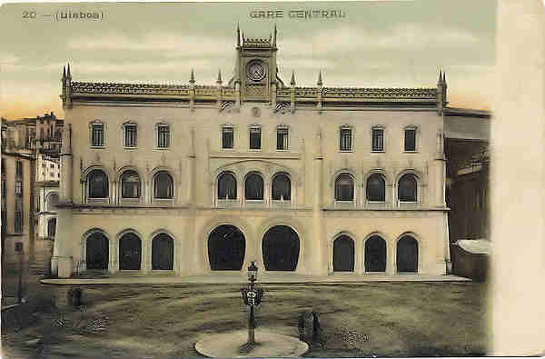 N 20 - Lisboa. Gare Central - Union P. Universelle - (Circulado em 1906)  Dim. 14x 9 cm. - Col. Vieira Pinto