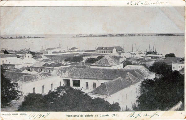 N 2- Panorama da cidade de Loanda (2.) - Editor Coleco Moraes, Loanda - Dim. 142x91 mm - Carimbo Postal JAN1907 - Col. A. Monge da Silva