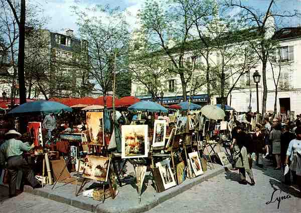 N. 1064 - Paris - Mpntmartre: Les peintres et la Place du Tertre - ABEILLE-CARTES - ditions "LYNA-PARIS", 8, rue ndu Caire, 75002 Paris - Dimenses: 14,7x10,4 cm. - Col. HJCO (1981).