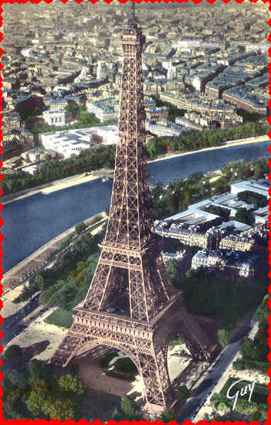 N 2501 - Sobrevoando Paris. Torre Eiffel. Piloto R.Henrard - Edit Andr Laconte,Paris - Adquirido em 1968 - Dim.  14x9 cm - Col. Amlcar Monge da Silva