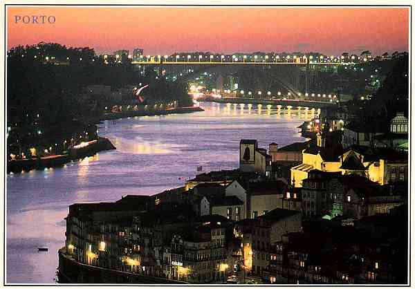 N. 1472 - Porto Ponte da Arrbida  noite - Ed. Centro de Caridade de N. S. do Perptuo Socorro - Dimenses: 15x10, 5cm. - Col. Mrio F. Silva.