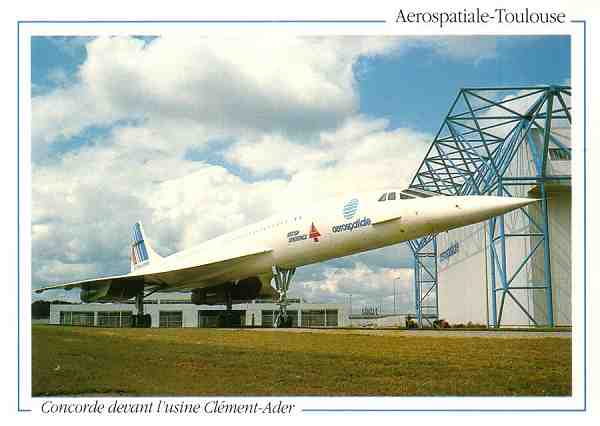 N. 929 - AEROSPATIALE - Concorde devant l'usine Clment-Ader - s - 10 bis, boulevard de l'Europe - 31120 PORTET-SURGARONNE - Dimenses: 14,8x10,5 cm. - Col. HJCO (1996).
