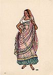 OLIVA -Sari de cores delicadas, usado sobre fartas calas de seda e blusa de mangas muito curtas. - Lit. Nacional - S/D - Dimenses: 15x10,5 cm - Coleco M. F. Silva