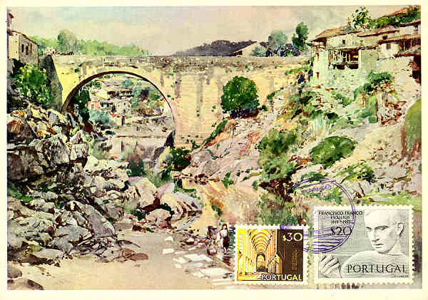IRG 4 - A Ponte de Av. Aguarela de Roque Gameiro - Edio da Administrao Geral dos CTT - S/D - Dimenses: 14,7x10,5 cm. - Col. Carvalhinho.