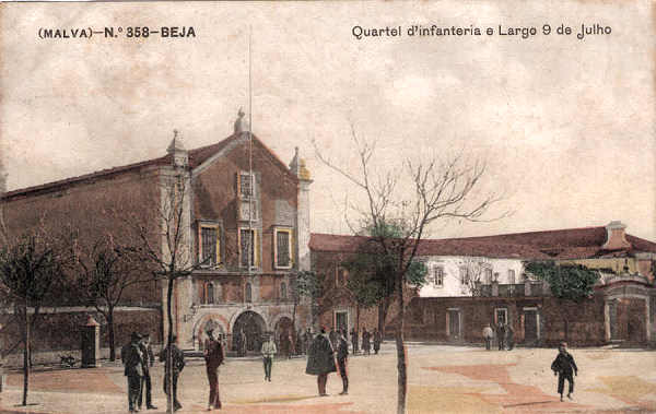 N 358 - Quartel d'infanteria e Largo 9 de Julho - Edio Malva - Dim. 140x89 mm - Col. A. Monge da Silva. (adquirido em 1909)