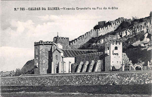 N. 785 - CALDAS DA RAINHA-Vivenda Grandella na Foz do Arelho - Editor Alberto Malva (Editado em 1908) - Dimenses: 14x9 cm. - Col. Miguel Chaby.