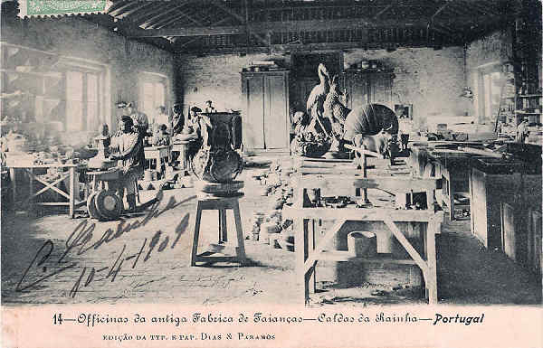 N. 14 - Portugal Caldas da Rainha Officinas da Antiga Fbrica de Faianas - Editor Dias e Paramos (Editado em 1906) - Dimenses: 9x14 cm. - Col. Miguel Chaby