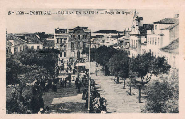 N. 1338 - Portugal Caldas da Rainha Praa da Repblica - Editor Alberto Malva (Editado em 1910) - Dimenses: 9x14 cm. - Col. M. Chaby