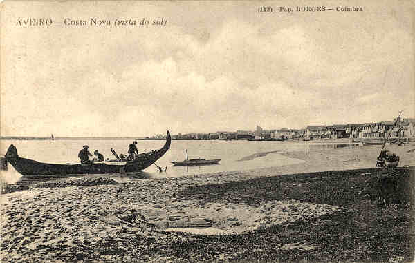 N 112 - Aveiro-Costa Nova (vista do sul) - Ed. Papelaria Borges, Coimbra - SD - Dim. 14,1x9 cm. - Col. Paulo Neves.