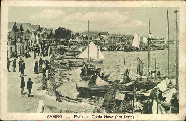 SN - AVEIRO-Praia da Costa Nova (em festa) - Ed. Souto Ratolla, Aveiro - SD - Dim. 13,9x9 cm. - Col. Paulo Neves (circ. 4-6-1930).