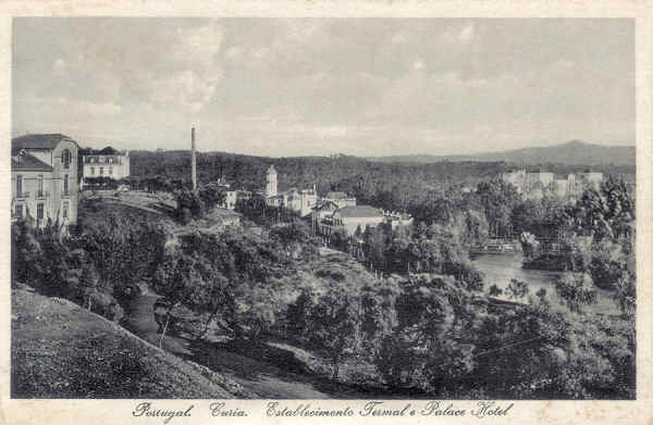 SN - Portugal. Curia. Estabelecimento Termal e Palace Hotel - Ed. Bazar Soares, Porto - (Foto Soares Leito, Curia) - Dim. 13,7x9,0 cm - Col. A. Simes (012).