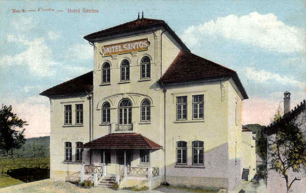 N 02 - Curia. Hotel Santos - Ed. Bazar Soares, Porto - Dim.14.0x8,8 cm - Circ. 6-1917 - Col. A. Simes (004-2).