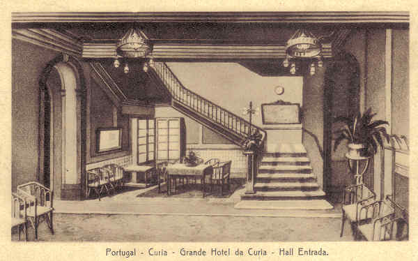 SN - Portugal - Curia - Grande Hotel da Curia - Hall de Entrada - Editor no indicado - Dim. 14,0x9,0 cm - Circ. 8-1940 - Col A. Simes (285)