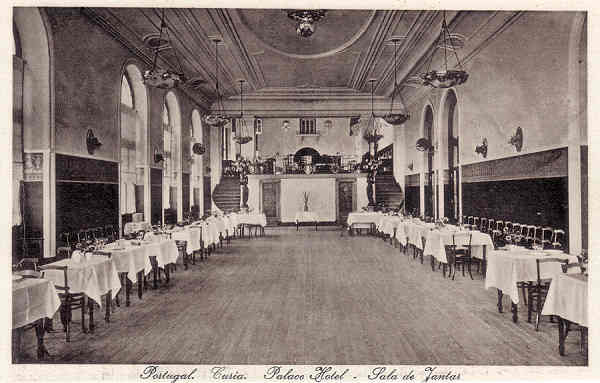 SN - Portugal. Curia. Palace Hotel - Sala de Jantar - Ed. Bazar Soares, Porto - Dim.13,9x8,7 cm - Col. A. Simes (390-1).