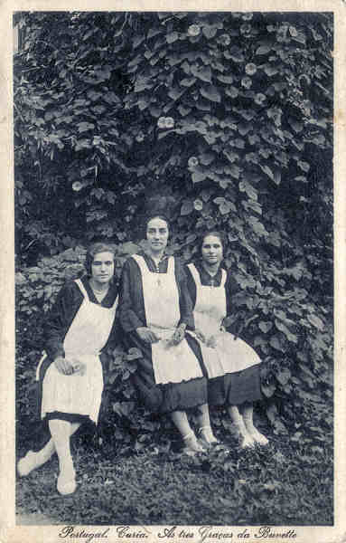 SN - Portugal. Curia. As 3 Graas da Buvette - Ed. Bazar Soares - Porto - Foto Soares Leitao, Curia - Dim. 13,8x8,8 cm - Circ. 1927-col. A Simes (262).