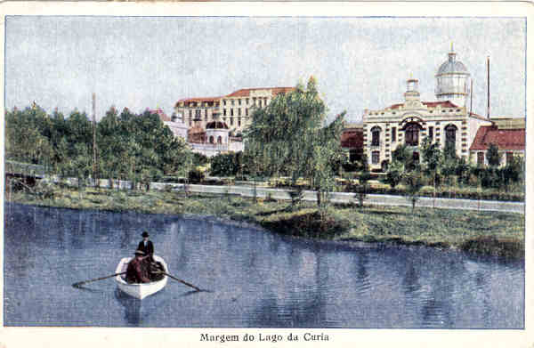 N 04 - Margem do Lago da Curia - Edio Sociedade das Aguas da Curia (cerca de 1915) - Dim. 13.9x9,1 cm - Circul. 1919 - Col. A. Simes (042)