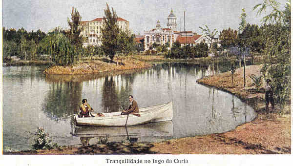 N 11 - Tranquilidade no Lago da Curia - Edio Sociedade das guas da Curia (cerca de 1915) - Dim. 14,0x9,0 cm - Circul. 19.. - Col. A. Simes (048)