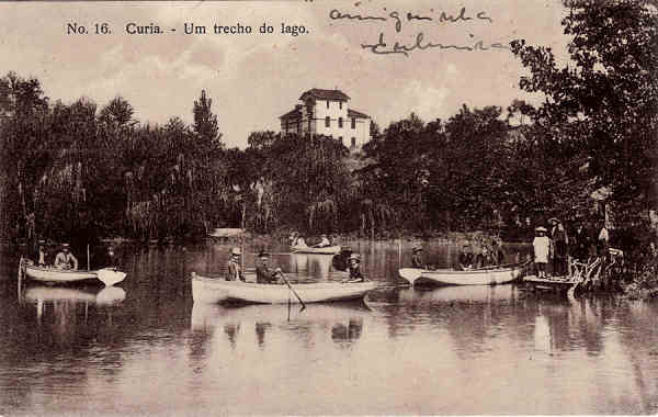 N 16 - Curia - Um trecho do lago - Ed. do Bazar Soaes, R.31 de Janeiro 234 - Porto - (Foto Soares, Curia) - Dim. 13,8x8,7 cm - Circul. 1923 - Col. A. Simes ( 066).