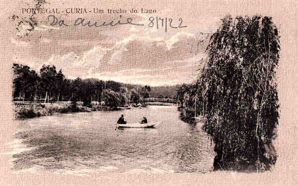 SN - PORTUGAL - CURIA - Um trecho do Lago - S. Edit. - Dim. 13,8x8,7 cm - Circul. 1922 - Col. A. Simes (053).