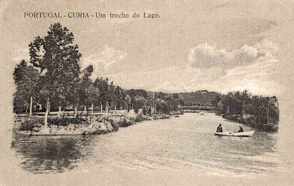 SN - PORTUGAL - CURIA - Um trecho do Lago - S. Edit. - Dim. 13,8x8,7 cm - Circul. 1922 - Col. A. Simes (248).
