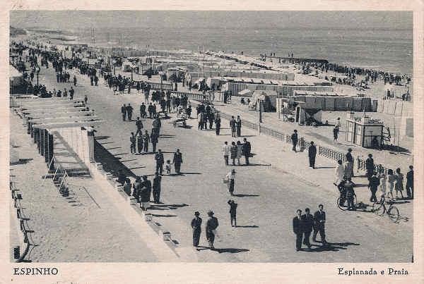 SN - Portugal. Espinho. Parque infantil, esplanada e Praia - Editor Papelaria e Livraria Sousa, 1945 - Dim. 15x10 cm - Col.Miguel Chaby