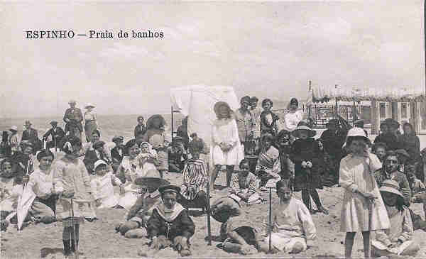 SN - Portugal. Espinho. Praia de banhos - Editor Alberto Malva - 1910 - Dim. 14x9 cm. - Col. M. Chaby