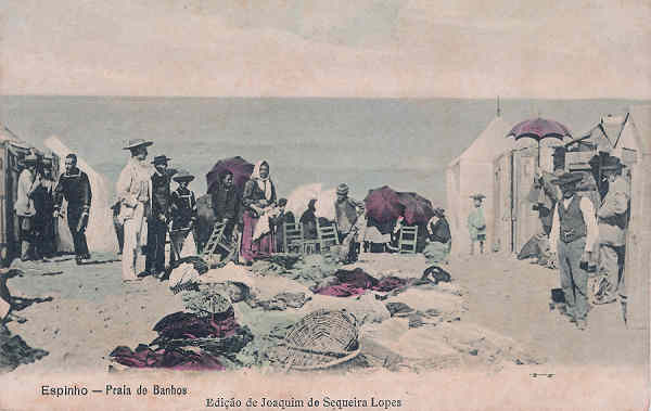 SN - Portugal. Espinho. Praia de Banhos - Editor Joaquim de Sequeira Lopes - Dim. 14x9 cm. - Col. M. Chaby