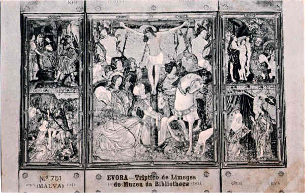 N 751 - Triptico de Limoges do Muzeu da Bibliotheca - Edio Malva, Lisboa - Dim. 137x87 mm - Col. A. Monge da Silva (cerca de 1909)