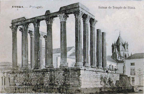 N 2 - Ruinas do Templo Diana - 2015-Edio F. A. Martins, Lisboa - Carimbo postal 04DEZ1909 - Dim. 136x88 mm - Col. A. Monge da Silva (cerca de 1909)