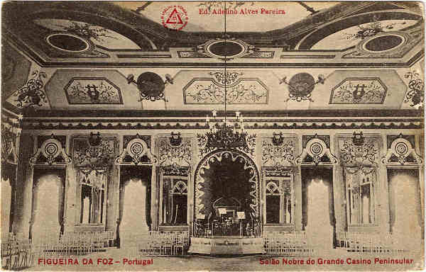 SN  - FIGUEIRA DA FOZ-Portugal - Salo Nobre do Grande Casino Peninsular - Ed. Adelino Alves Pereira - SD - Dim. 9x14 cm - Col. Jaime da Silva (Circulado em 1917)