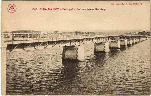 SN  - FIGUEIRA DA FOZ-Portugal - Ponte sobre o Mondego - Ed. Adelino Alves Pereira - SD - Dim. 9x14 cm - Col. Jaime da Silva (Circulado em 1917)