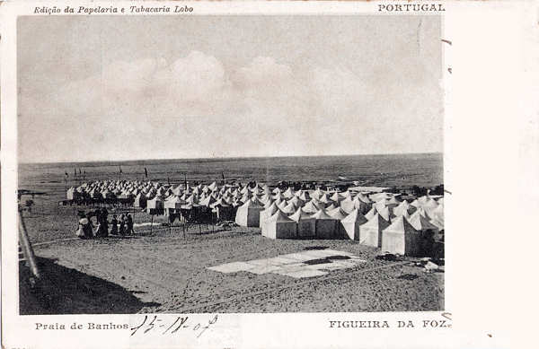 S/N - Praia de Banhos (2) - Edio da Papelaria e Tabacaria Lobo - Carimbo Postal 24SET1907 - Dim. 139x90 mm - Col. A. Monge da Silva (cerca de 1905)