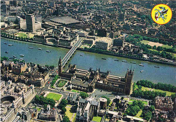 Lo11 - LONDON - Aerial View of Westminster Bridge - Ed. Thomas & Benacci Ltd. LONDON - Tel.(01)4032835 Printed in Italy - SD - Dim. 14,8x10,3 cm - Col. Manuel Bia (1986)
