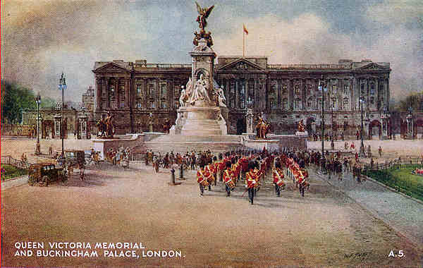 A5 - London, Queen Victoria Memorial and Buckingham Palace - Reedio de Valentine & Suns em 1951 - Dim. 13,9x8,8 cm - Col. Amlcar Monge da Silva (c. 1910)