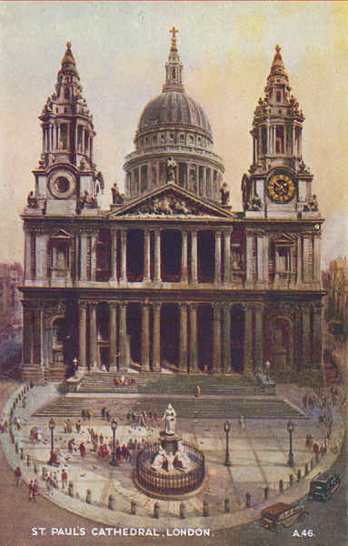 A46 - London, St. Paul's Cathedral - Reedio de Valentine & Suns em 1951 - Dim. 13,9x8,8 cm - Col. Amlcar Monge da Silva (cerca de 1915)