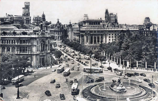 N 3 - Madrid. Rua de Alcal a partir de Cibeles - Heliotipia Artstica Espanhola, Madrid - Dim. 13,9x8,8 cm - Circulado em 1959 - Col. Amlcar Monge da Silva