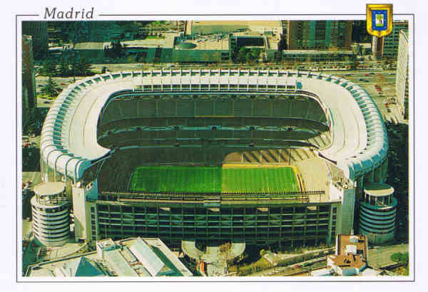 N 40 - MADRID. Estadio Santiago Bernabeu - Ed. L. DOMINGUEZ, S.A. Tel. 91/447 82 75 - MADRID. FISA ESCUDO DE ORO, S.A. - Barcelona Printed in Spain - SD - Dim. 15x10,3 cm - Col. Manuel Bia(1990)