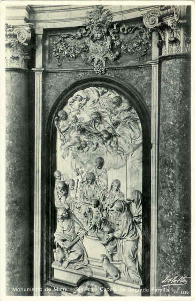 N 2190 - Mafra - Basilica. Capela da Sagrada Familia - SD - Circulado em 1930 - Dim. 14x9 cm - Col. M. Soares Lopes