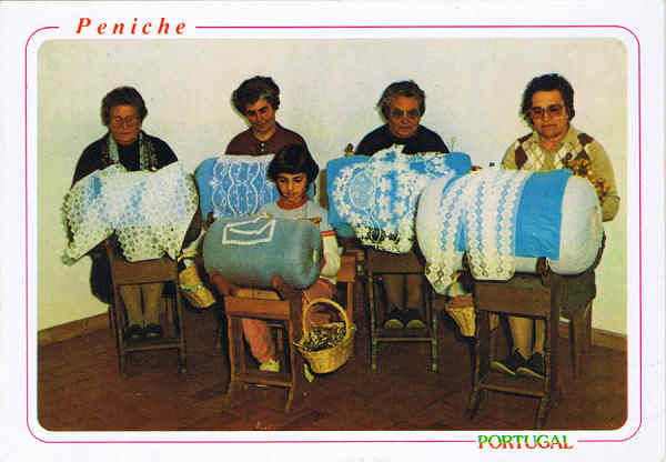 N. 3785 - PENICHE - Portugal  Rendas e rendilheiras - Ed. RAN Tel.670192-661514 NCORA COLEO ESPECIAL - SD - Dim. 15x10,5 cm - Col. Manuel Bia (1990).