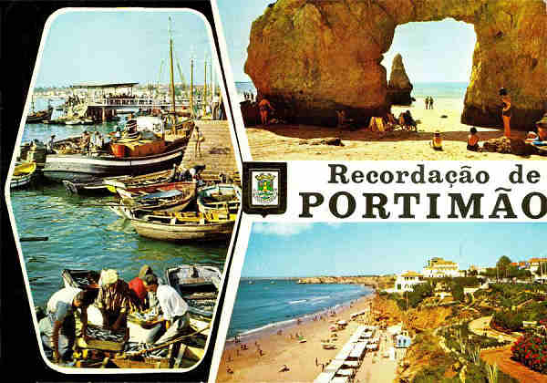 N. 316 - PORTIMO (Portugal) Descarregando o peixe e trechos da Praia da Rocha - Edio LIFER; Ediciones FISA, Piqu, 4-Barcelona - S/D - Dimenses: 14,9x10,5 cm. - Col. HJCO (Circulado em 1969) 
